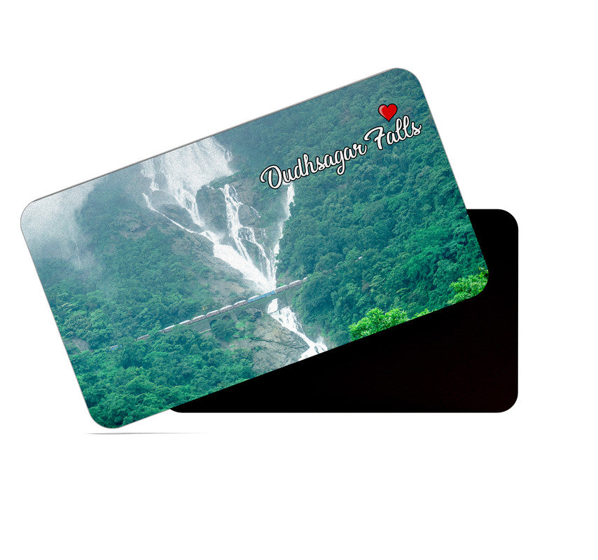 dhcrafts Rectangular Rubber Fridge Magnet / Magnetic Card Multicolor Goa Dudhsagar Falls Design Pack of 1 (8.6cm x 5.4cm)